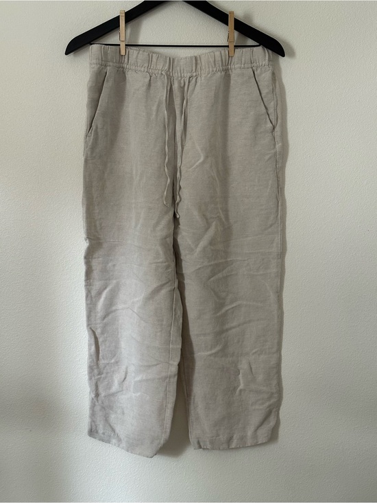 H&M Pants - H&M Women’s Linen-Blend Beige / Off-White Drawstring Pants